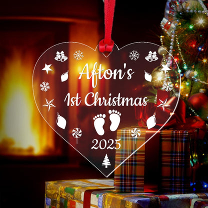 Personalised Baby's First Christmas Bauble: Laser Engraved Acrylic Ornament
