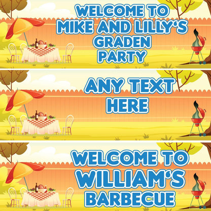 2 Personalised Welcome To Garden Party Celebration Banners Decoration Posters Customisable with Name