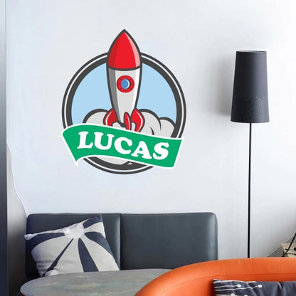 Personalised Rocket Launch Wall Sticker Name Vinyl Decal Boys Kids Nursery Bedroom