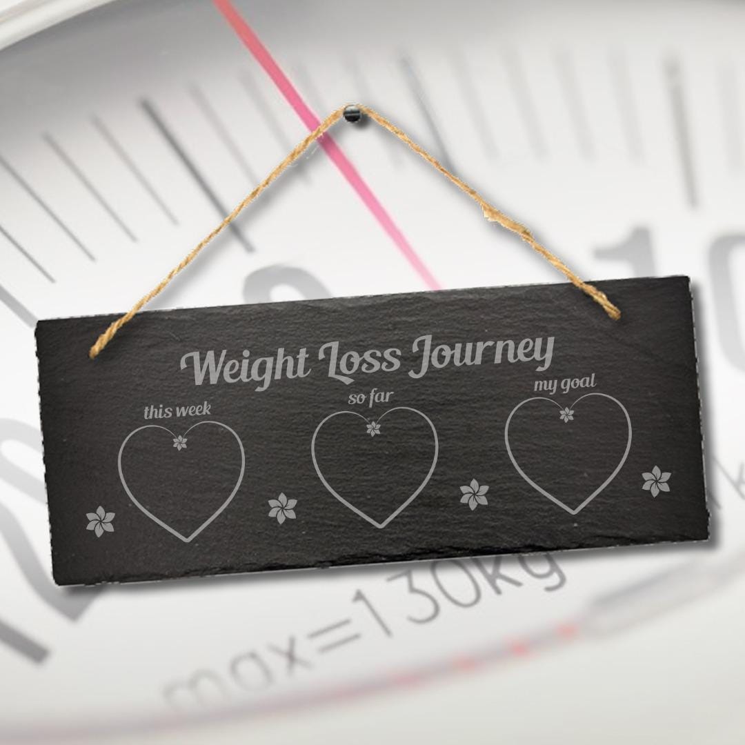 Weight Loss Journey Counter Tracker Hanging Slate Sign Plaque Track With Chalk