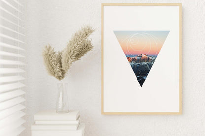 Geometric Mountain Nature Bedroom Minimalist Wall Art Home Decor Print Poster