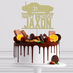 Personalised Racing Car Glitter Cake Topper: Birthday Party Decoration
