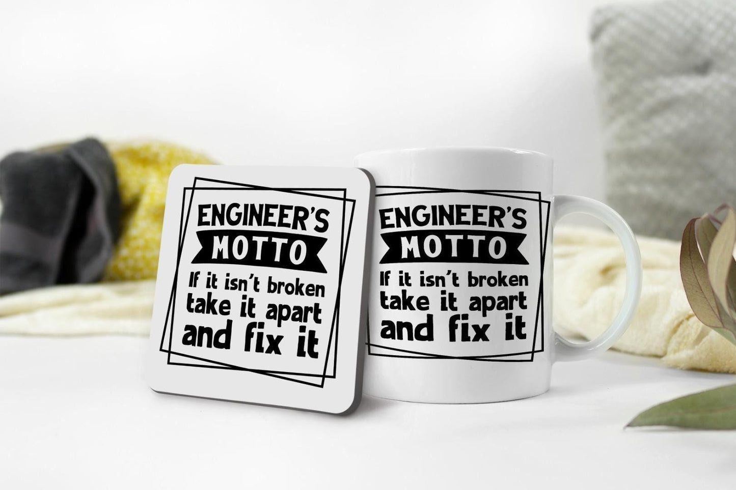 Engineer Mug & Coaster Set Funny Engineering Graduation Birthday Coffee Tea Gift