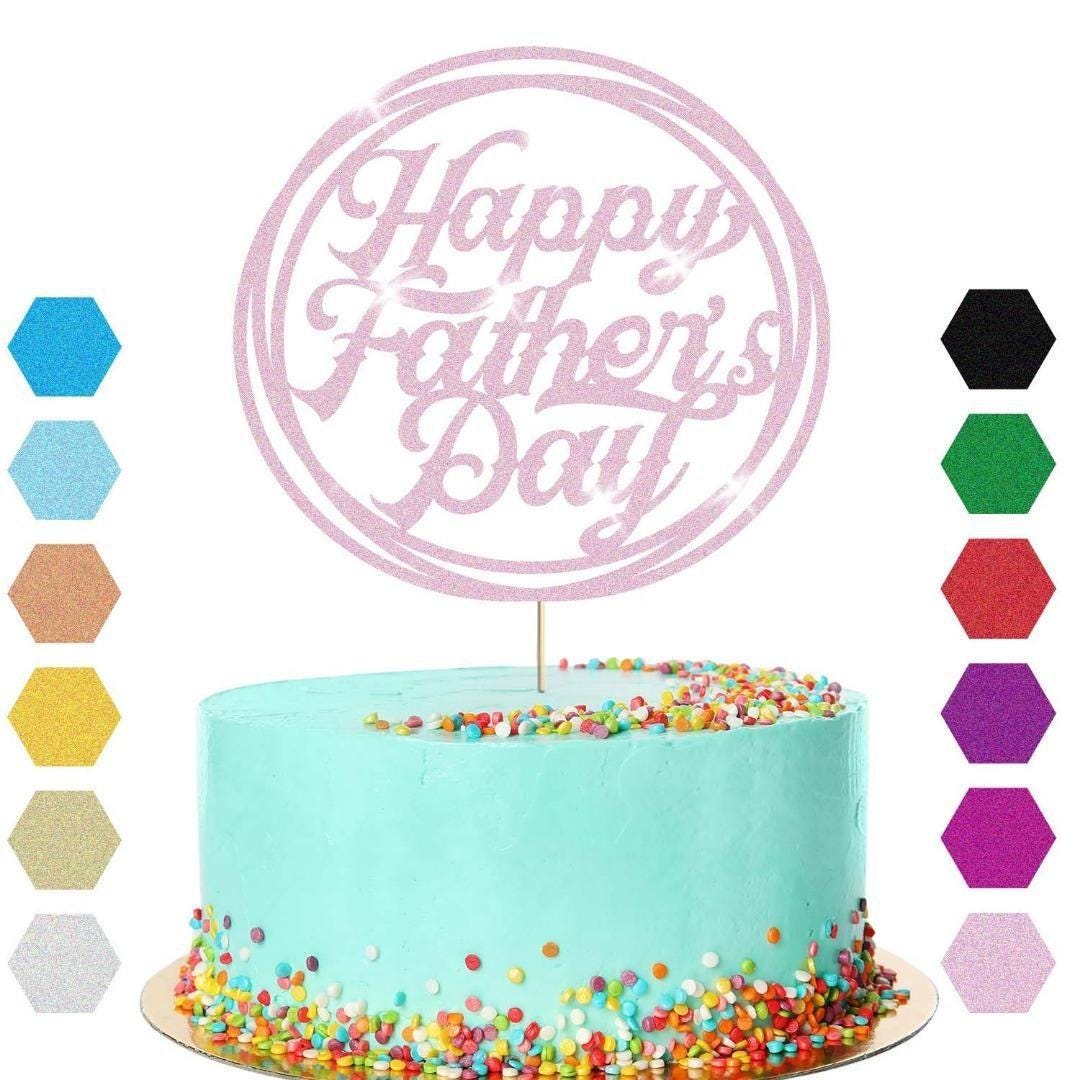 Happy Fathers Day Cake Topper: Dad Daddy Party Glitter Cake Decoration