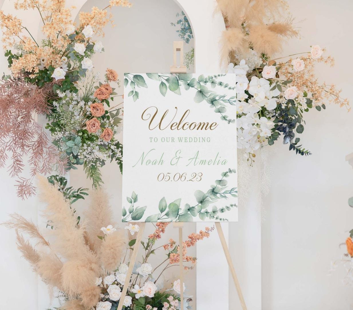Personalised Eucalyptus Wedding Welcome Sign: Elegant Custom Print (Digital or Foam Board)