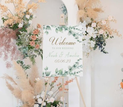 Personalised Eucalyptus Wedding Welcome Sign: Elegant Custom Print (Digital or Foam Board)