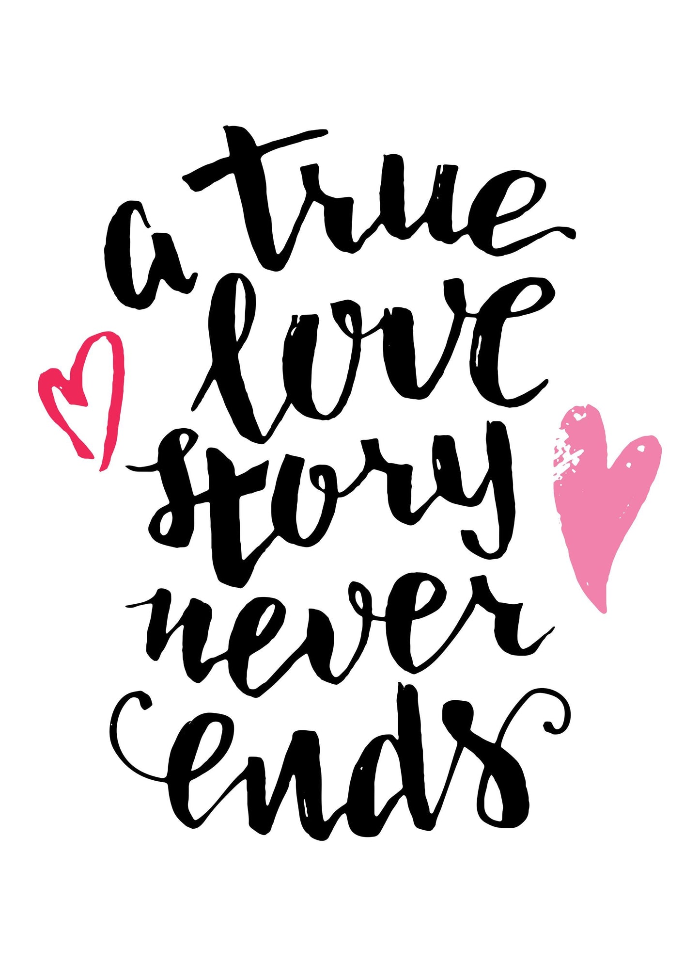 True Love Story Never Ends Motivational Inspirational Love Quote Poster Wall