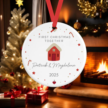 Custom Couples First Christmas Together Ceramic Bauble Hanging Ornament 1st Christmas Personalised Gift Wedding Present