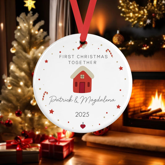 Custom Couples First Christmas Together Ceramic Bauble Hanging Ornament 1st Christmas Personalised Gift Wedding Present