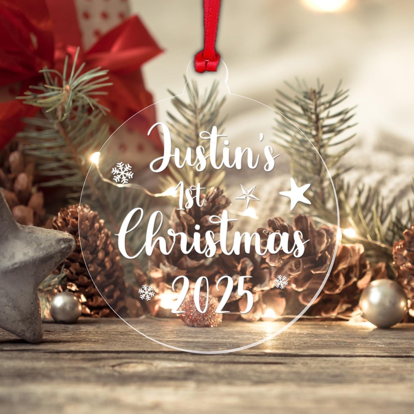 Personalised Babys First Christmas Bauble Baby 1st Xmas Gift Tree Decoration