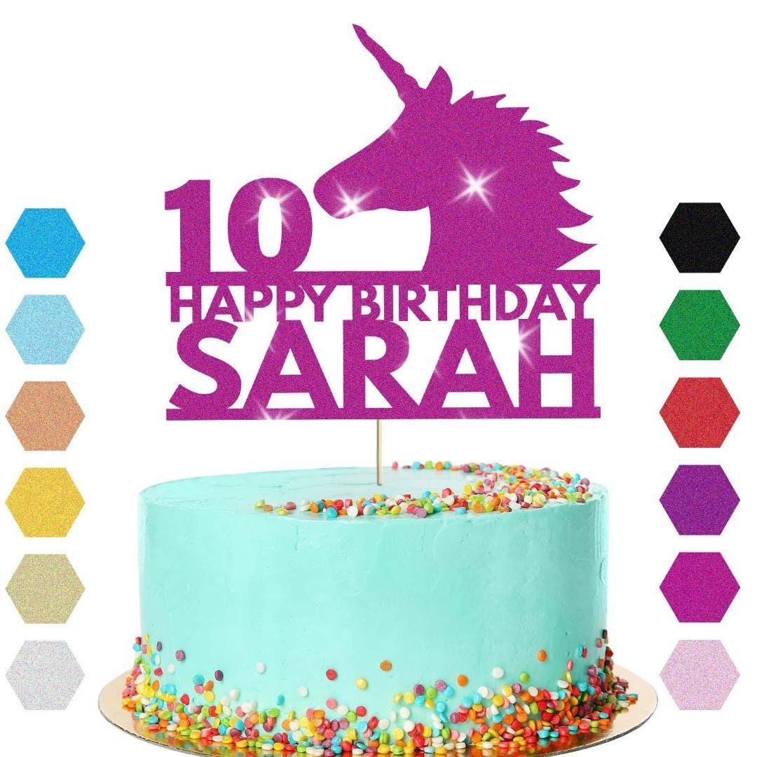 Unicorn Head Cake Topper Personalised Party Birthday Cake Decoration Any Name & Age