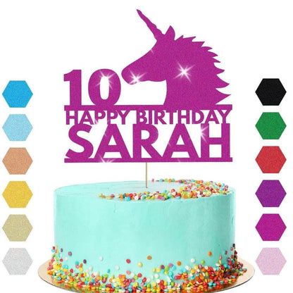 Unicorn Head Cake Topper Personalised Party Birthday Cake Decoration Any Name & Age