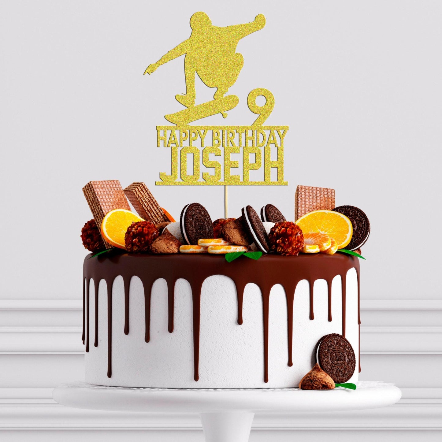 Skateboard Cake Topper Custom Skater Birthday Cake Decoration Any Name Age