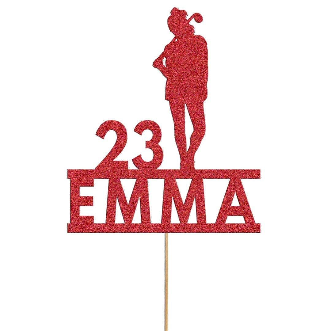 Personalised Glitter Lady Golfer Cake Topper: Any Name & Age