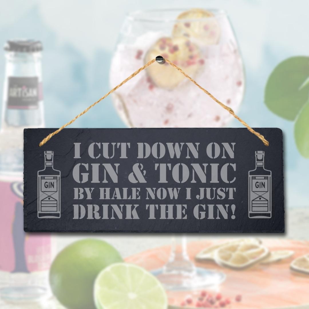 Gin Tonic Laser Engraved Hanging Friend Slate Bar Gift Pub Funny Plaque Sign