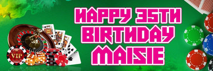 2 Personalised Casino Birthday Party Celebration Banners Decoration Posters