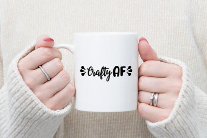 Funny Crafty Af - Ceramic Novelty Mug & Coaster Coffee Tea Cup Artistic Office Gift