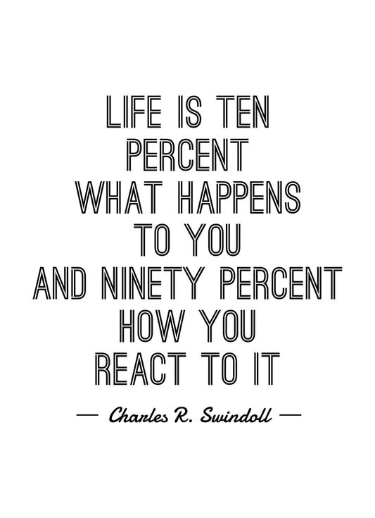 Life Is Ten Percent What Happens Motivational Positive Quote Poster Wall