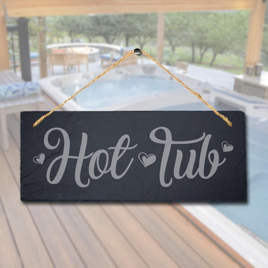 Hot Tub Love Laser Engraved Hanging Slate Pool Decor Ideal Gift Plaque Sign