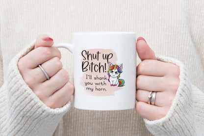 Shut Up Bitch Mug And Coaster Gift Set Funny Unicorn Coffee Cup Birthday Gifts