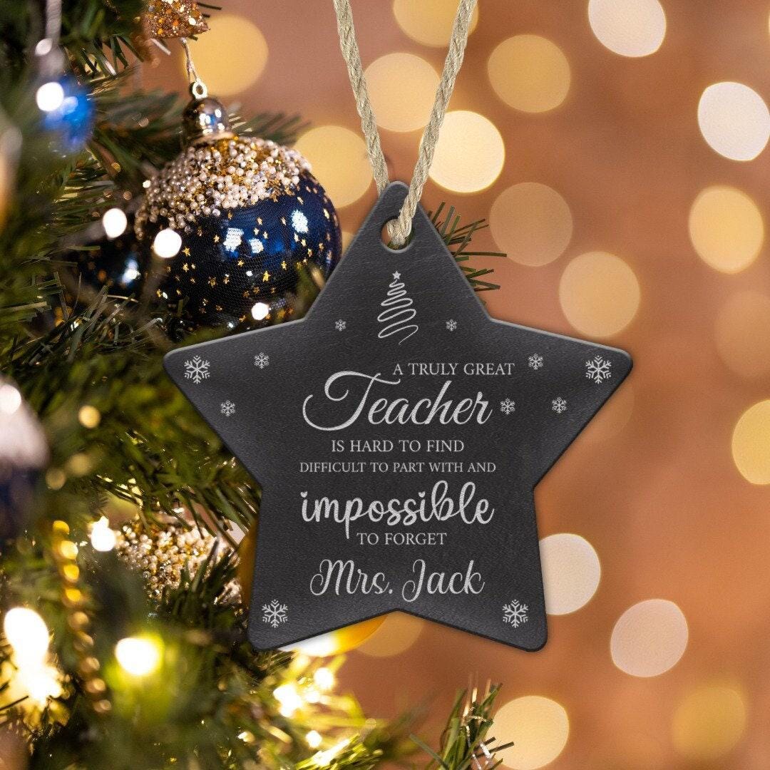 Personalised Christmas Bauble Custom Teacher Thankyou Ornament Xmas Star Tree Hanging Decor Gift