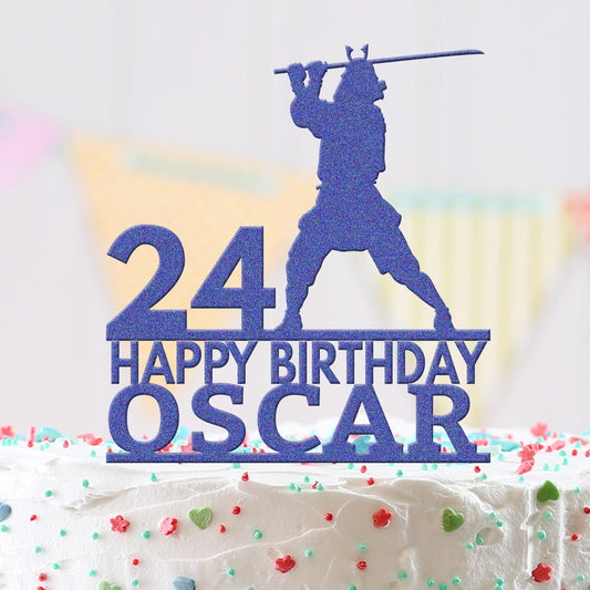 Personalised Acrylic Samurai Warrior Boys Birthday Cake Topper Decoration Gift