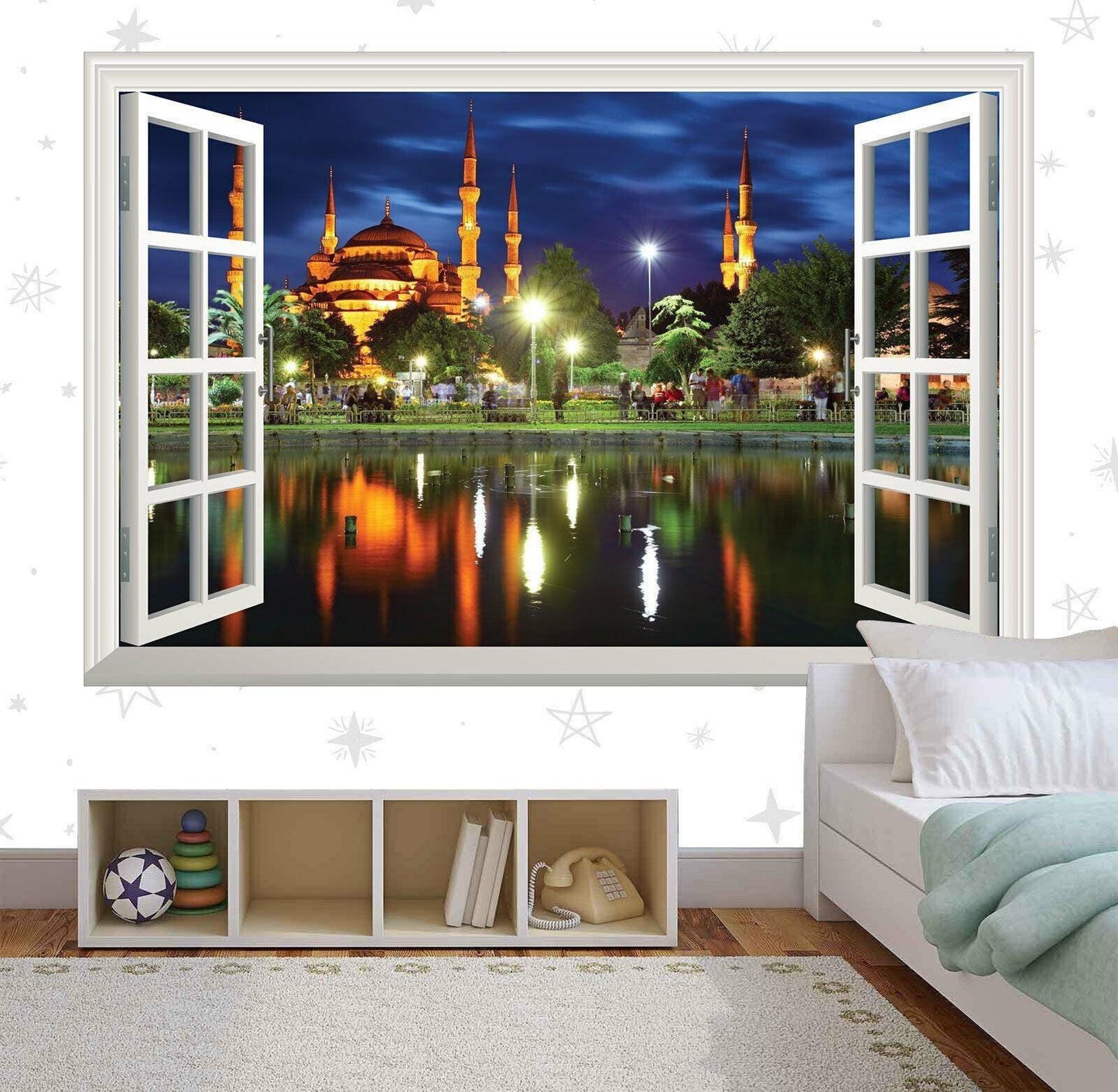 Mosque 3D Window View Wall Decal: Istanbul Masjid, Islamic Art