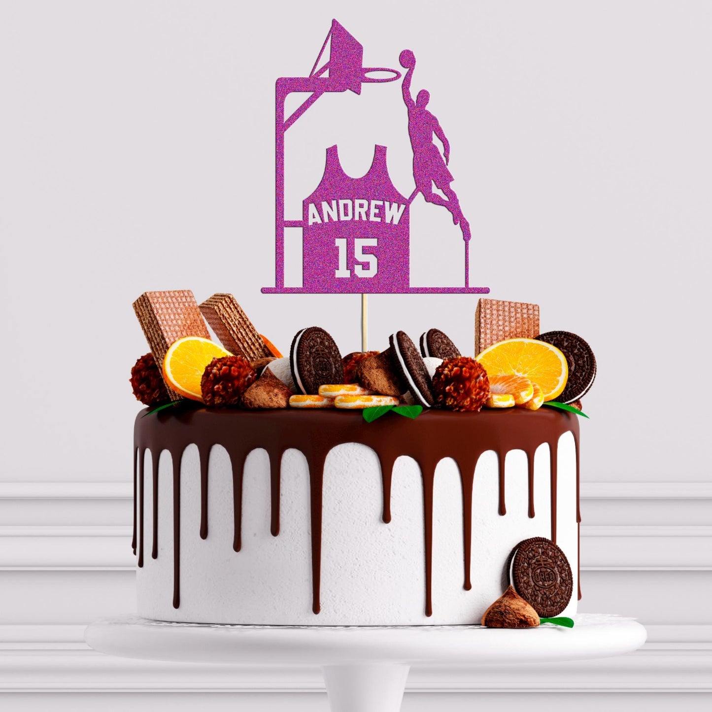 Personalised Basketball Player Cake Topper Any Name & Age Birthday Decoration