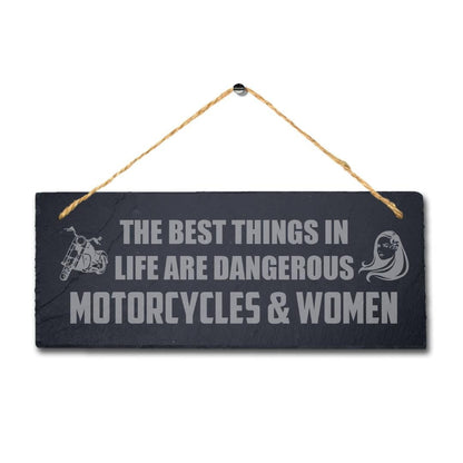 Motorbike Garage Plaque: Laser Engraved Slate Sign