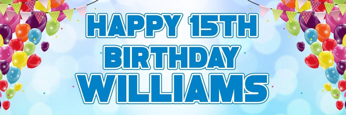 2 Personalised Birthday Celebration Banners Party Posters For Children Balloon And Bunting Themed