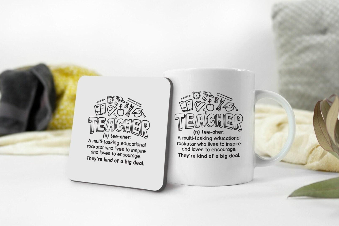 Teacher Rockstar Definition Ceramic Mug & Coaster Set