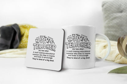 Teacher Rockstar Definition Ceramic Mug & Coaster Set