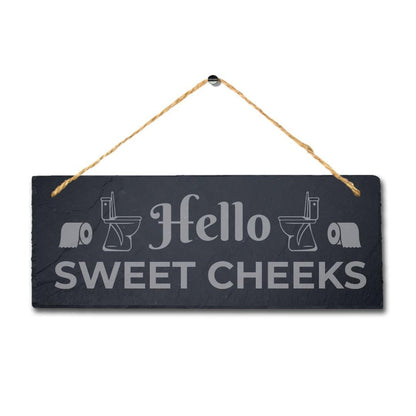 Sweet Cheeks Hanging Slate Sign Engraved Plaque Washroom Toilet Wc Bathroom Gift