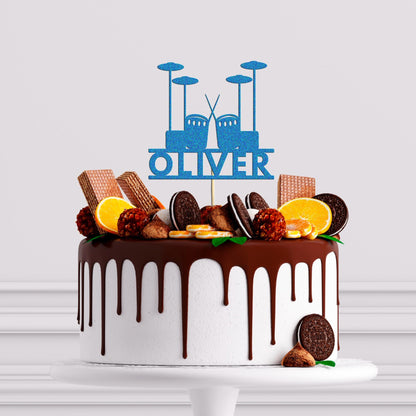 Personalised Glitter Drummer Cake Topper: Music Birthday Decoration