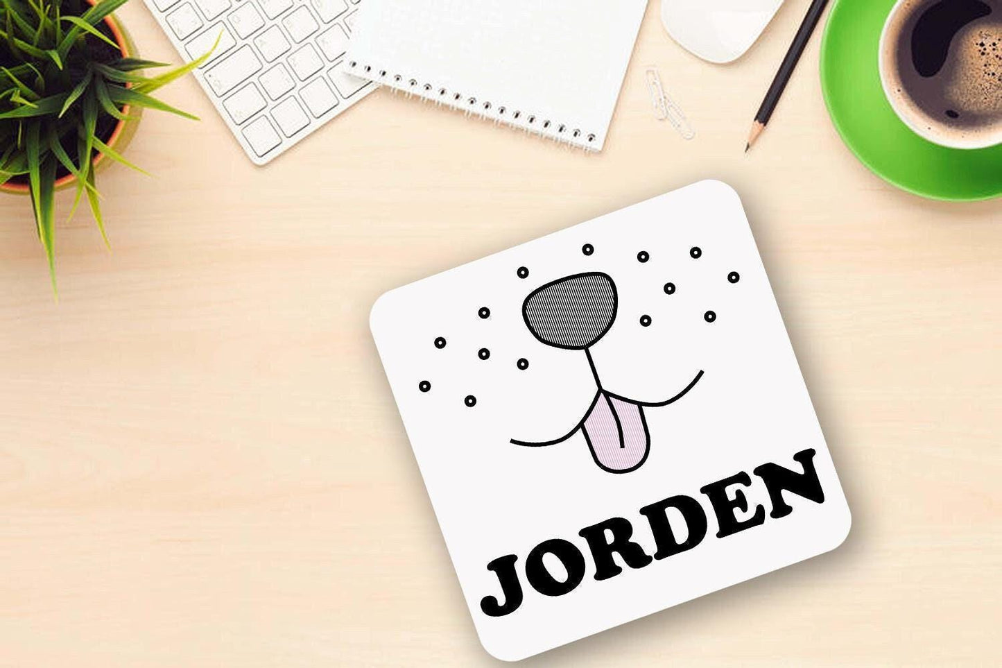 Personalised Name Mug & Coaster Gift Set Puppy Dog Face Birthday Keepsake Gift