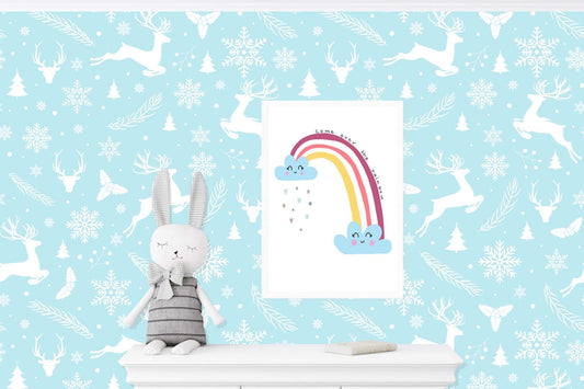 The Rainbow Kids Boho Watercolour Hand Painted Effect Nursery Wall Art Poster