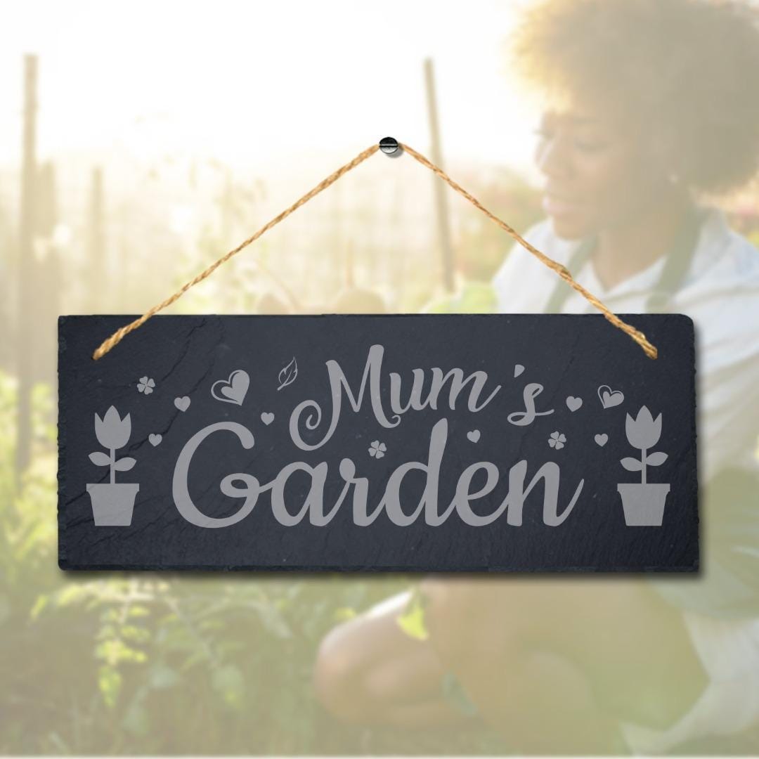 Mums Garden Laser Engraved Hanging Slate Garden Home Decor Plaque Sign