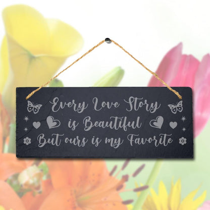 Engraved Slate Love Story Plaque, Rustic Home Decor