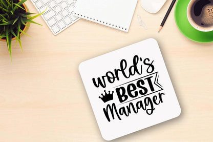 Worlds Best Manager Funny Ceramic Novelty Mug & Coaster Coffee Tea Cup Gift Office Workspace