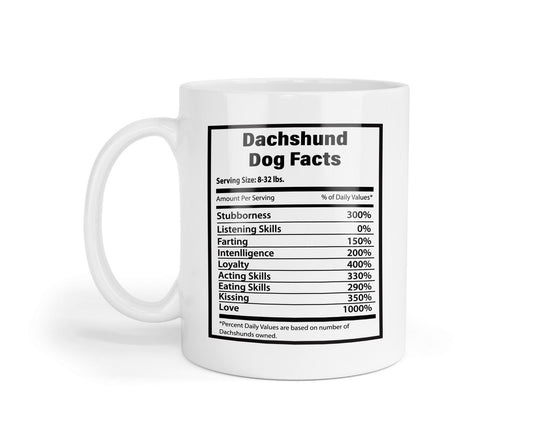 Dachshund Dog Facts Mug Coffee Tea Cup Longhair Sausage Puppy Pet Lovers Gift