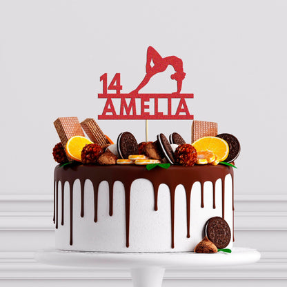 Personalised Gymnastics Cake Topper: Customise with Any Name and Age