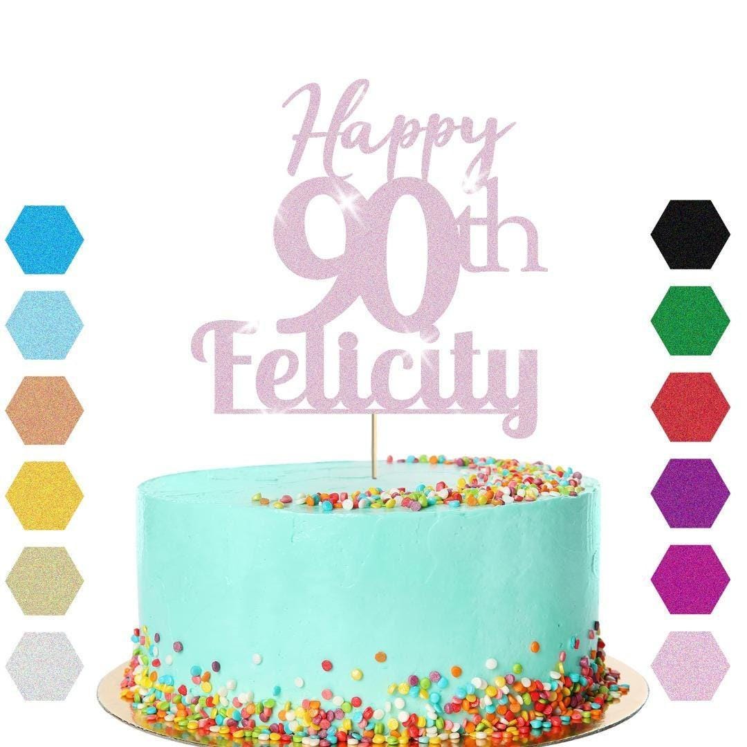 Personalised Name 90th Birthday Glitter Cake Topper Party Cake Decoration Gift