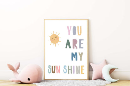 My Sunshine Kids Boho Watercolour Hand Painted Effect Nursery Wall Art Poster