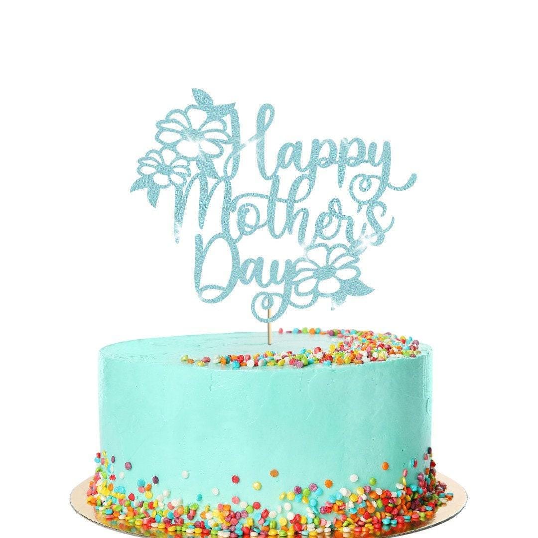 Flowers Design Happy Mothers Day Glitter Cake Topper Birthday Decoration