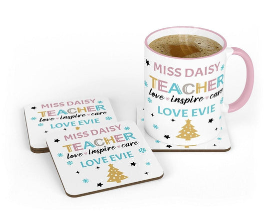 Personalised Teacher Mug & Coaster Set: End of School Gift
