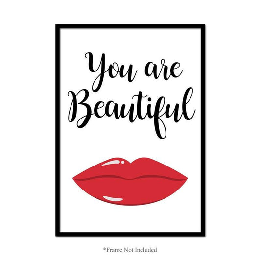 You Are Beautiful Wall Art Fashion Poster Inspirational Quote Prints Room Decor