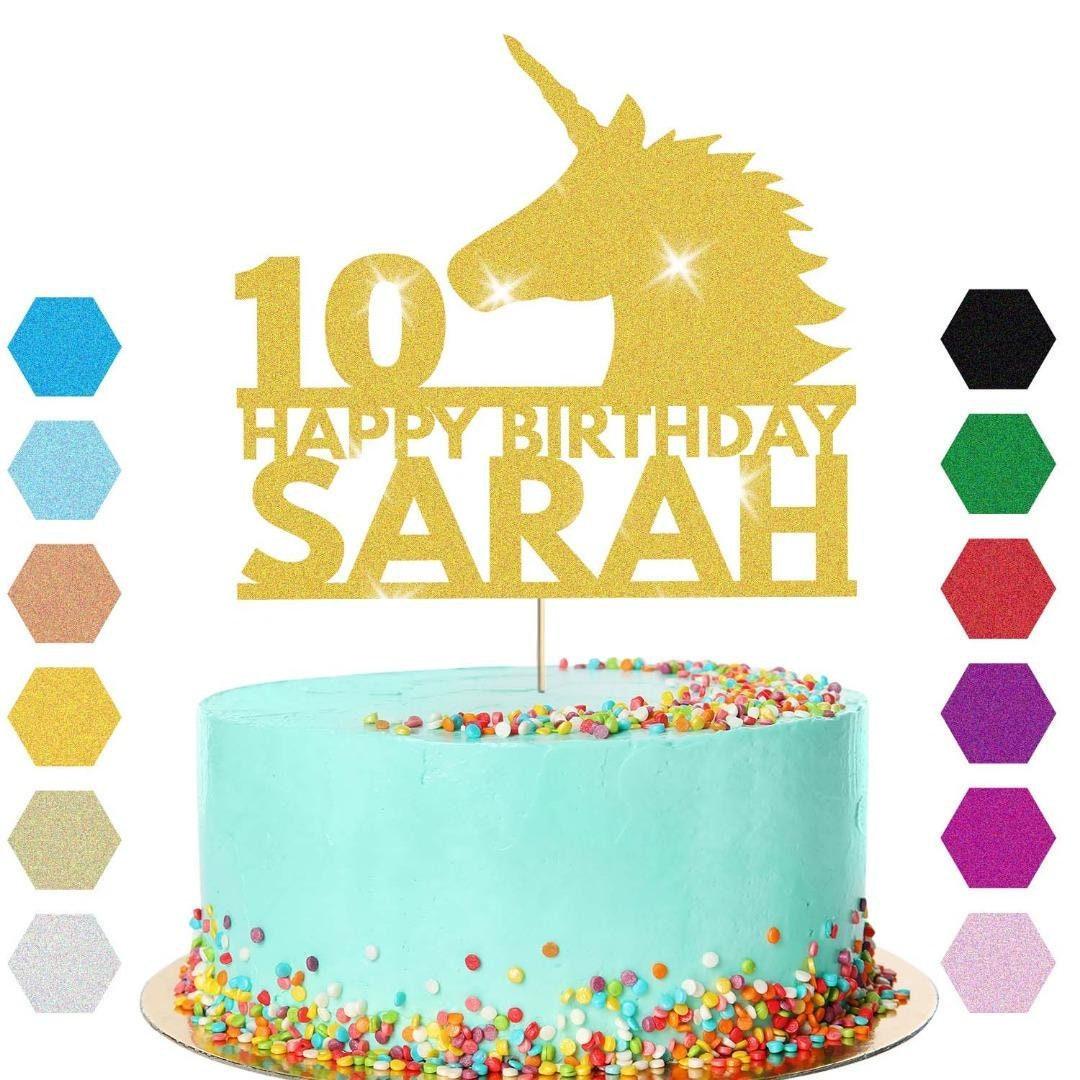 Unicorn Head Cake Topper Personalised Party Birthday Cake Decoration Any Name & Age