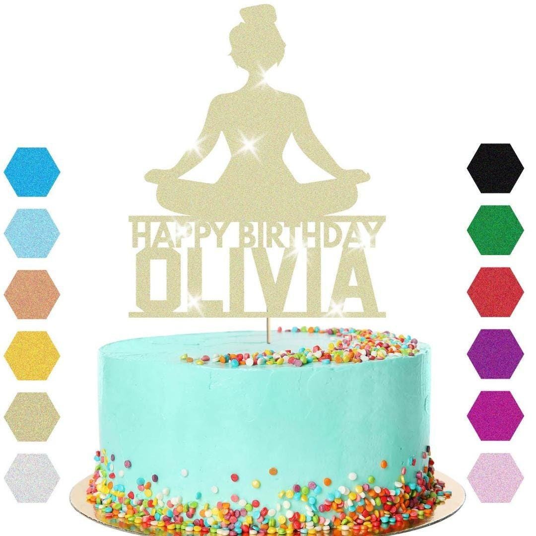 Yoga Girl Cake Topper Personalised Gymnastic Birthday Cake Decoration Any Name