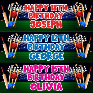 2x Personalised Cricket Birthday Banner: Batsmen Party Decoration