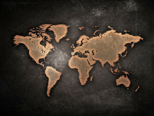 World Map Earth Giant Picture Art Poster Print Black - A5 A4 A3 A2 A1 A0 Sizes